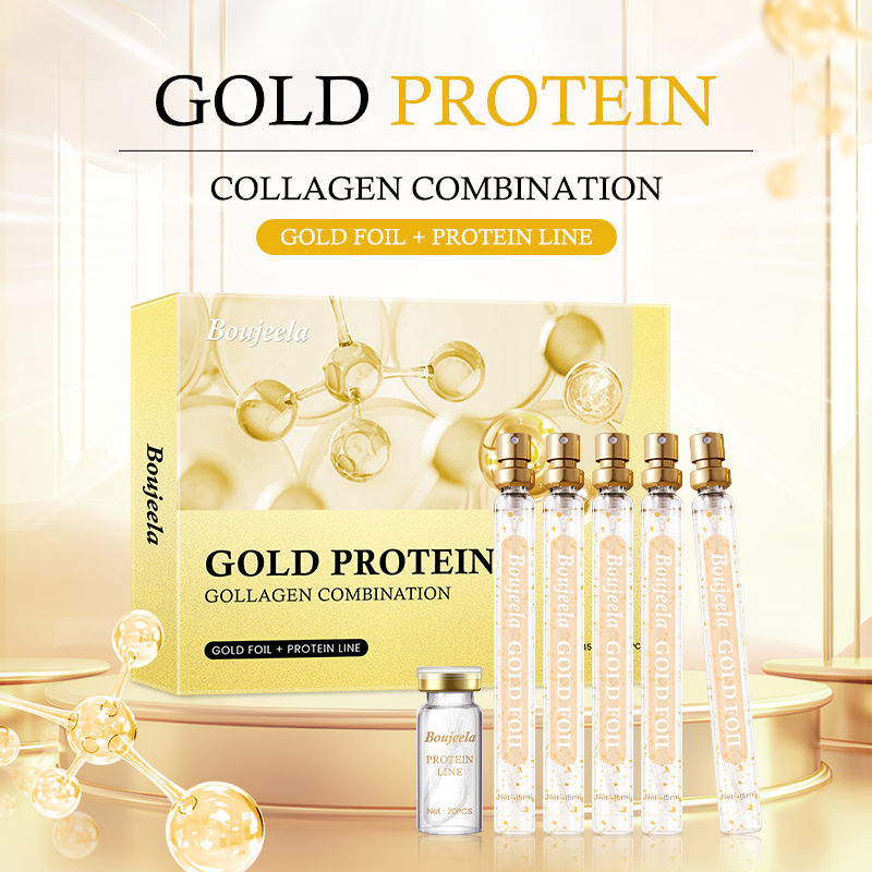 Boujeela Protein Thread Lifting Set Soluble Protein Thread and Nano Gold Essence Combination Absorbable Collagen Threads  Smoothes Fine Lines Enhance Elasticity