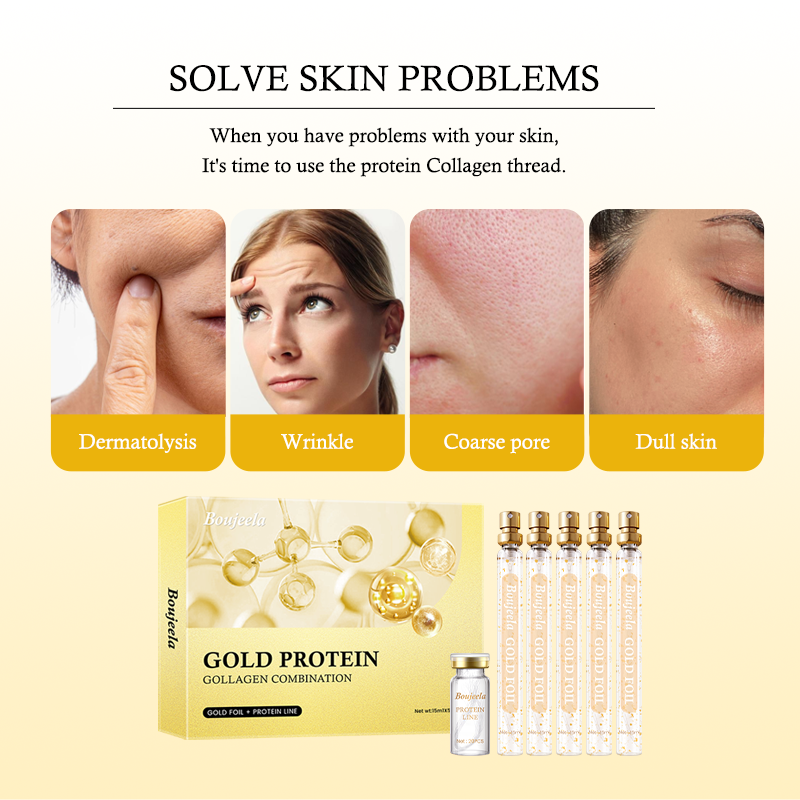 Boujeela Protein Thread Lifting Set Soluble Protein Thread and Nano Gold Essence Combination Absorbable Collagen Threads  Smoothes Fine Lines Enhance Elasticity