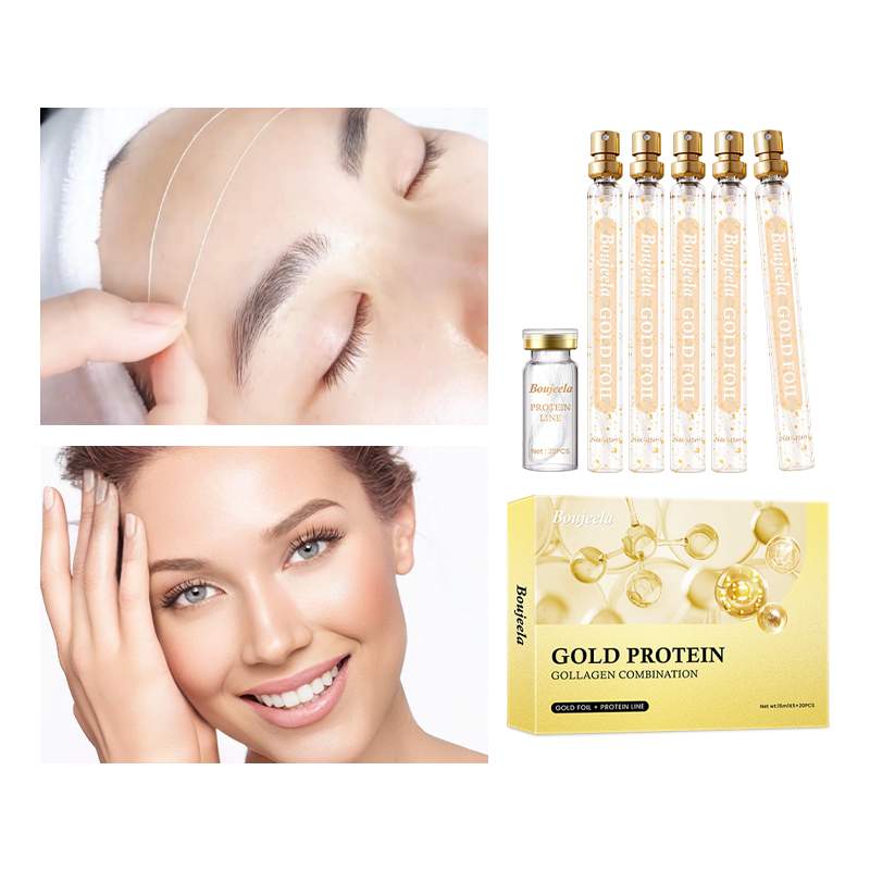 Boujeela Protein Thread Lifting Set Soluble Protein Thread and Nano Gold Essence Combination Absorbable Collagen Threads  Smoothes Fine Lines Enhance Elasticity